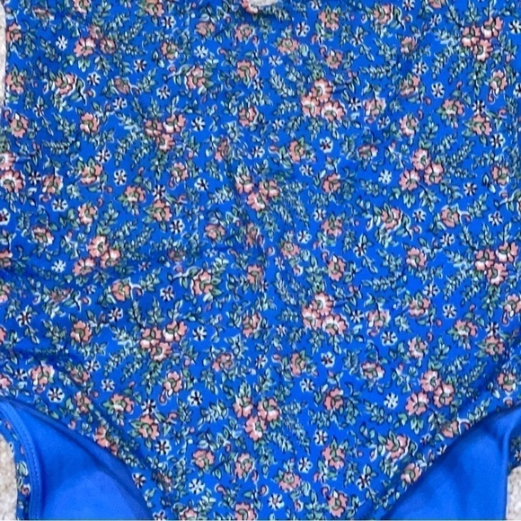 Veronica Beard Vickerie Floral Halter One-Piece Swimsuit Nottingham Blue Multi - Picture 7 of 11